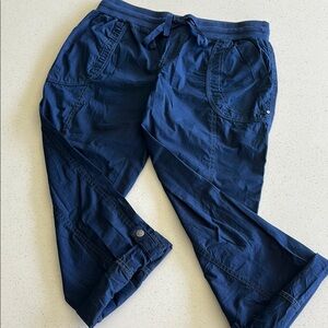 Caffe Marrahesh Blue Relaxed Fit Capris with Elastic Drawstring Waistband Size 6